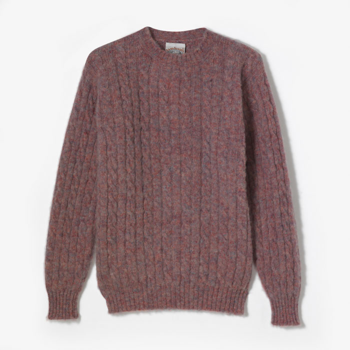 CABLE CREW NECK BRUSHED KNIT INDI PINK