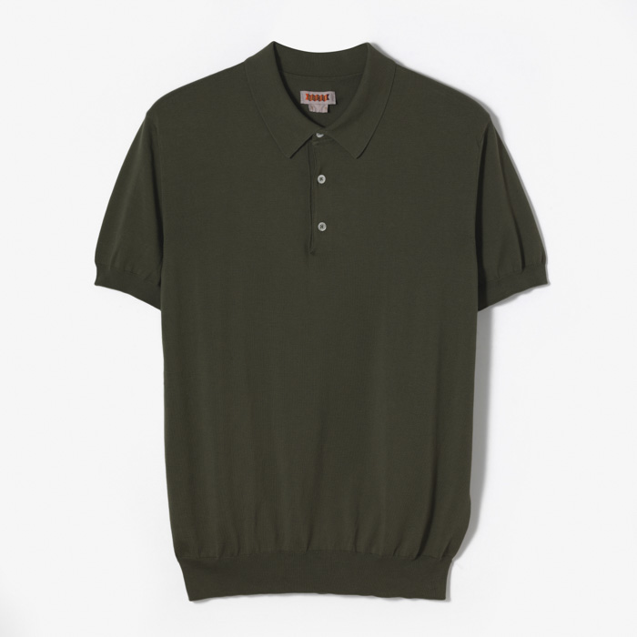 GARMENT DYED SS POLO KNIT MILITARY GREEN