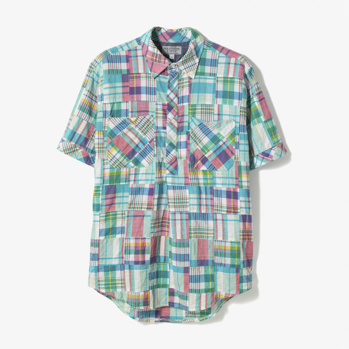 S/S ROOMY SHIRTS PATCH MADRAS PINK