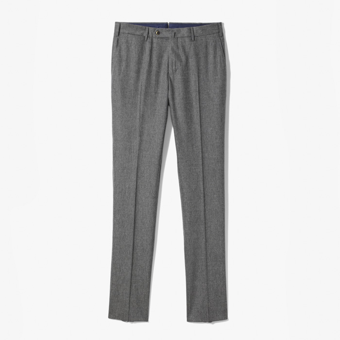 BUSINESS SLIM FIT FLAT-FRONT PANT (SUPER 120s BRUSHED STRETCH FLANNEL) HEATHERED GRAY