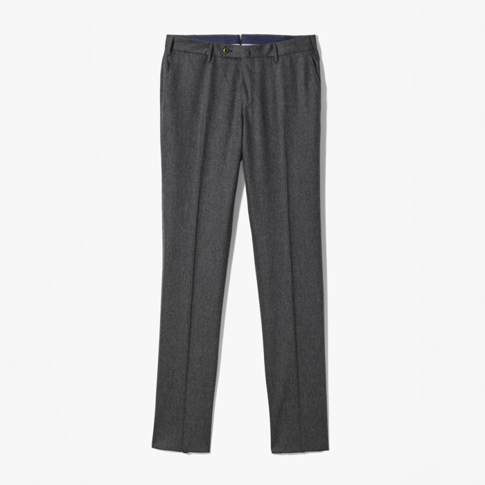 BUSINESS SLIM FIT FLAT-FRONT PANT (SUPER 120s BRUSHED STRETCH FLANNEL) DARK GRAY