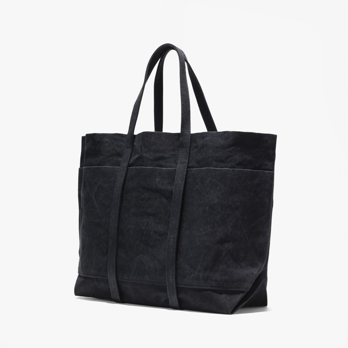 WASHED CANVAS 6POCKETS TOTE (M) BLACK