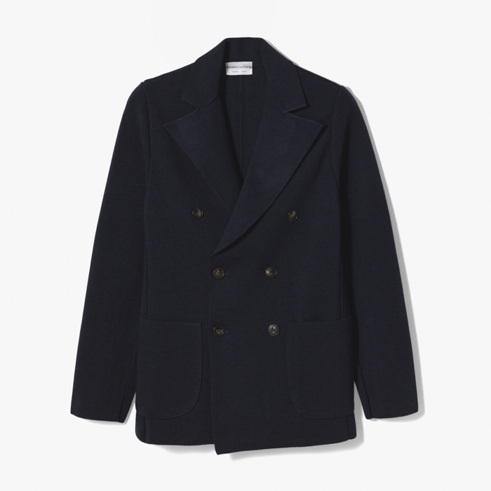 DOUBLE BREASTED JACKET (TWISTED WOOL) NAVY