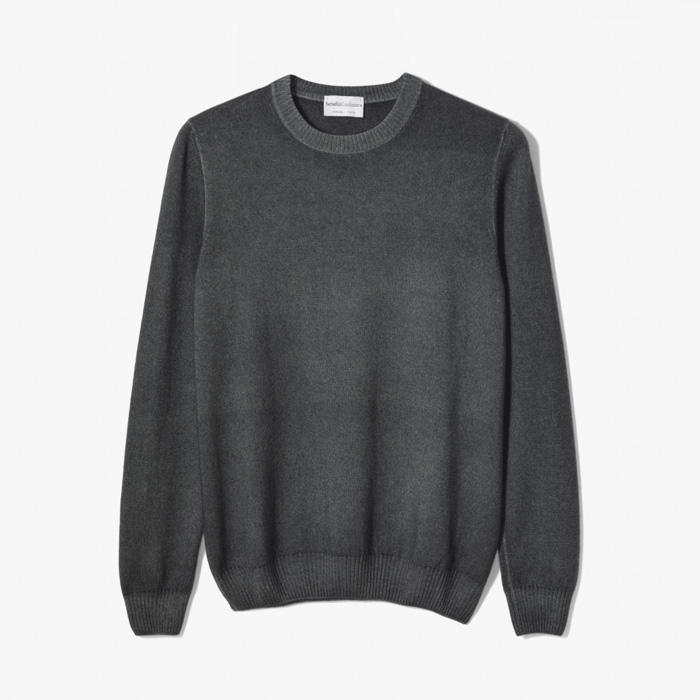 CASHMERE CREW NECK KNIT (GARMENT DYED) GRAY