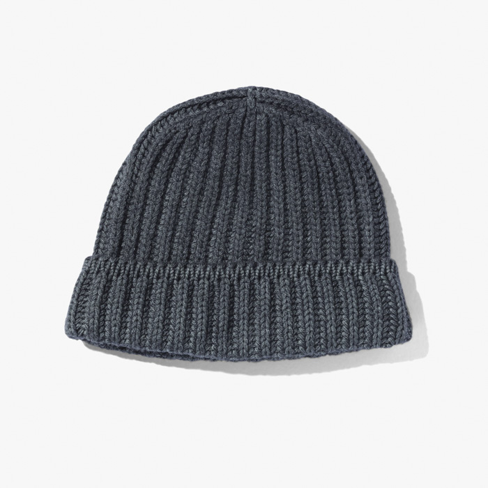 CASHMERE BEANIE (GARMENT DYED 6PLY ENGLISH RIP) GRAY