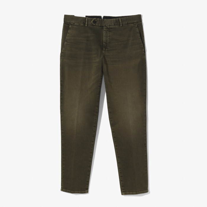 RAVE STYLE RELAXED FLAT-FRONT PANT (VINTAGE EFFECT STRETCH DRILL) MILITARY GREEN