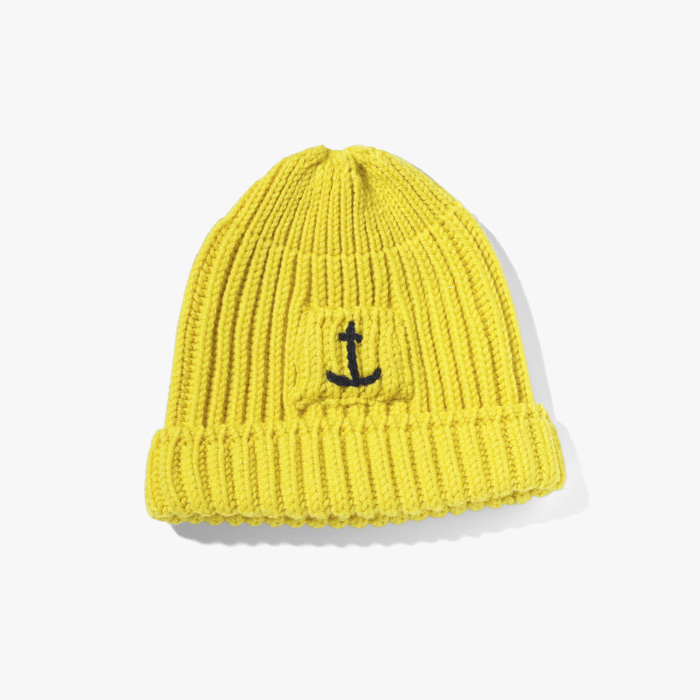 SHORT BEANIE WITH POCKET(ANCHOR) YELLOW