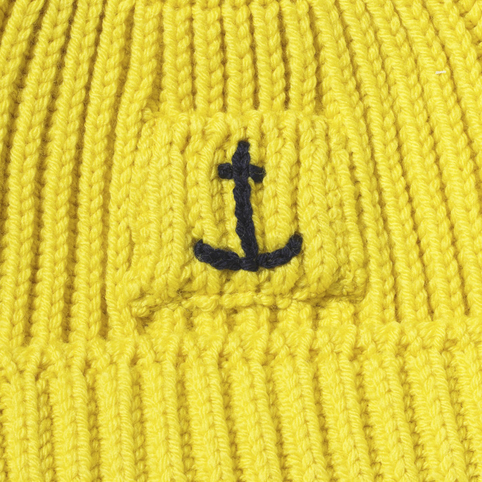 SHORT BEANIE WITH POCKET(ANCHOR) YELLOW