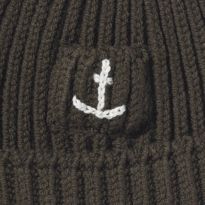SHORT BEANIE WITH POCKET(ANCHOR) GREEN