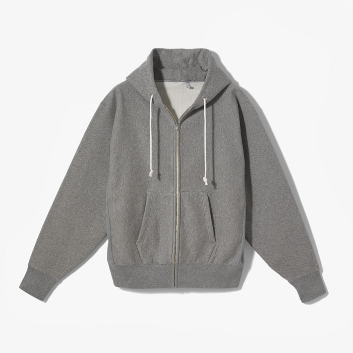 STRETCH BULKY SWEAT FRONTZIP HOODY (RELAXED FITTING) HEATHERED GRAY