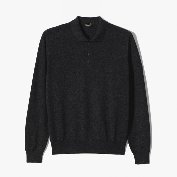 CASHMERE POLO KNITWEAR CHARCOAL GRAY