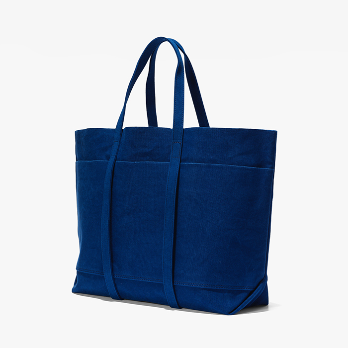 WASHED CANVAS 6POCKETS TOTE (M) BLUE