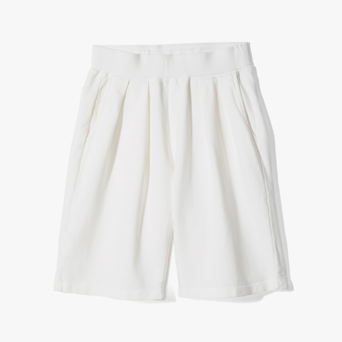FRENCH TERRY PLEATED SHORTS CREAM