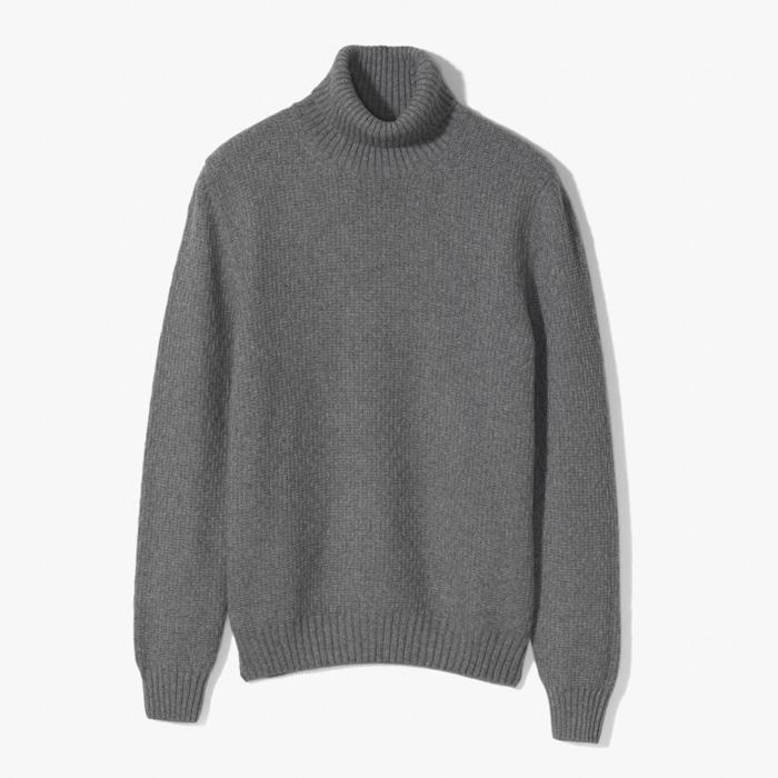 NEW VERTICAL RIB TURTLE NECK KNITWEAR (EXTRAFINE LAMSWOOL, CASHMERE) GRAY
