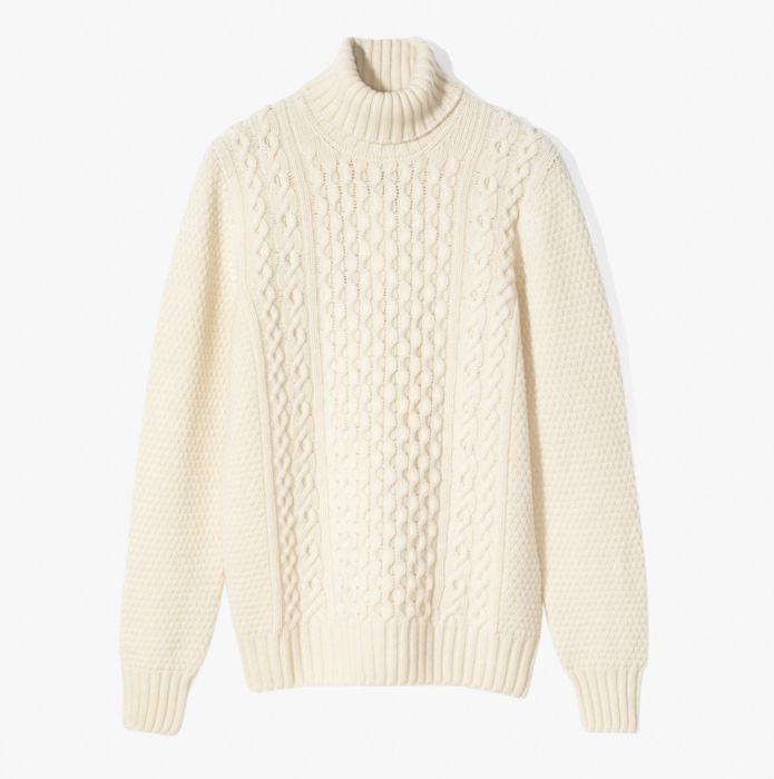 CABLE STITCH TURTLENECK KNITWEAR (LAMBSWOOL) IVORY