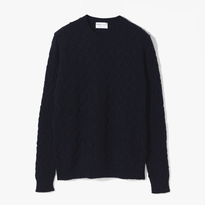 NEW CABLE ROUND NECK KNIT NAVY