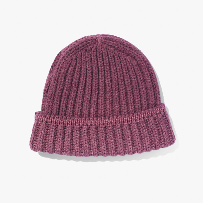 CASHMERE BEANIE (GARMENT DYED 6PLY ENGLISH RIP) WINE