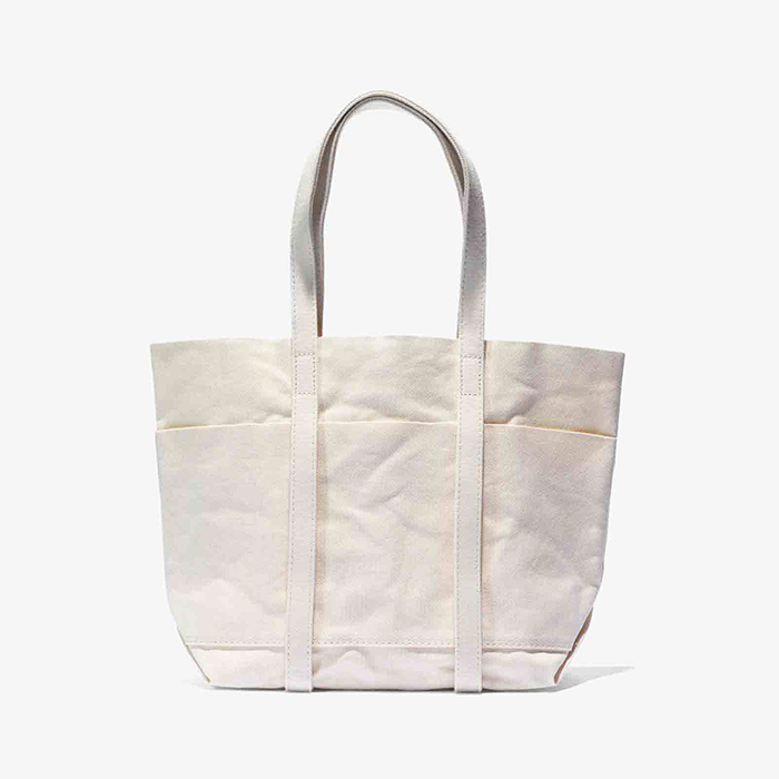 WASHED CANVAS 6POCKETS TOTE (S) WHITE