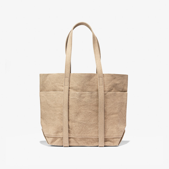 WASHED CANVAS 6POCKETS TOTE (S) BEIGE