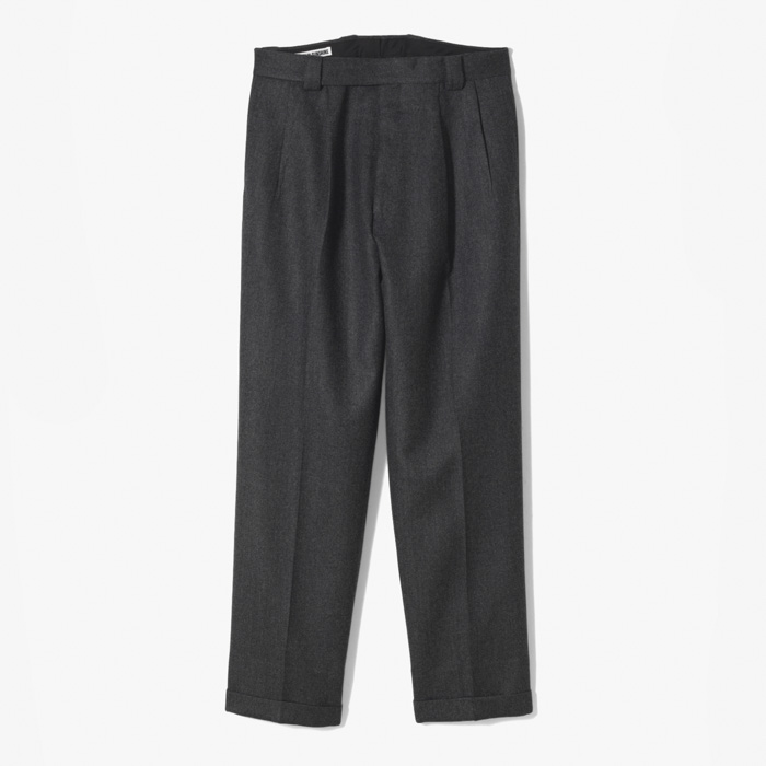 2PLEATS WIDE TROUSERS (SUPER FINE SAXONY DOUBLE CLOTH) CHARCOAL GRAY
