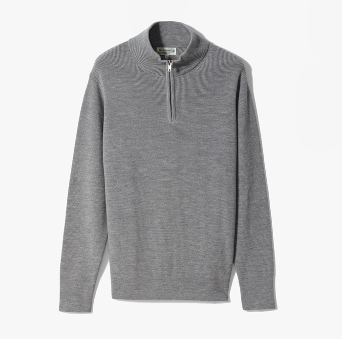 HALF-ZIP FULLOVER (MERINO WOOL RELAXED FIT) HEATHERED GRAY