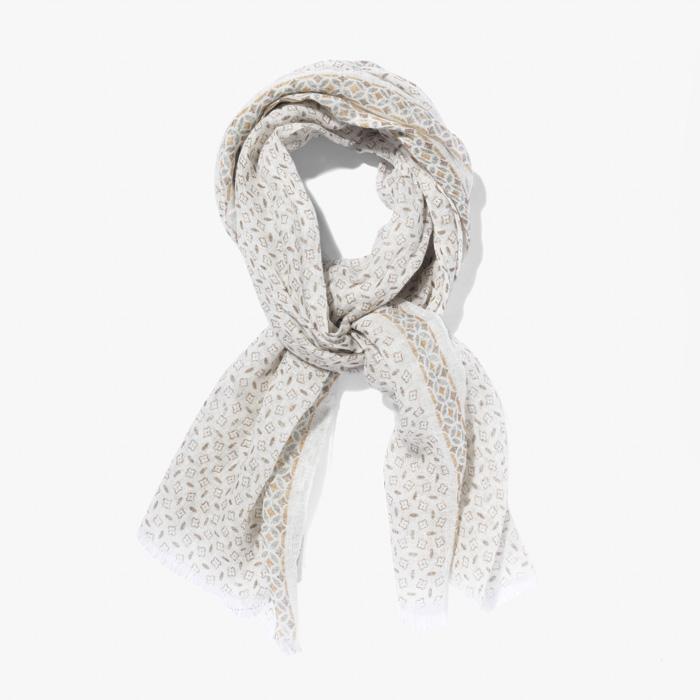 PRINTED LINEN SCARF NATURAL