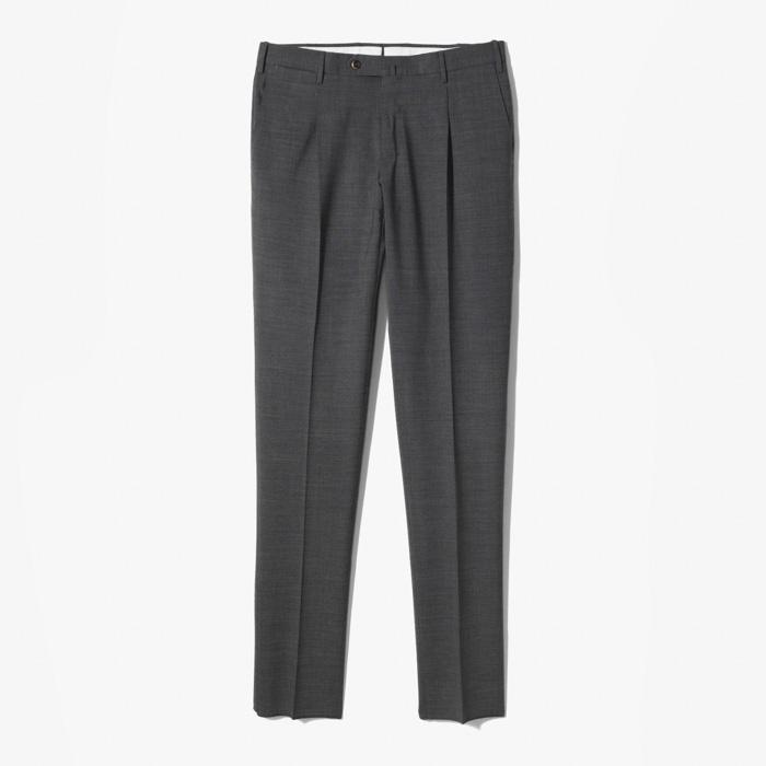 BUSINESS SLIM FIT 1PLEAT PANT (TROPICAL B-STRETCH 3D-EFFECT WOOL) GRAY